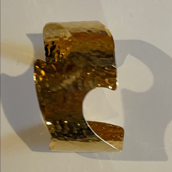 Gold Hammered Bracelet - Large Costume Cuff - Picture 5 of 7